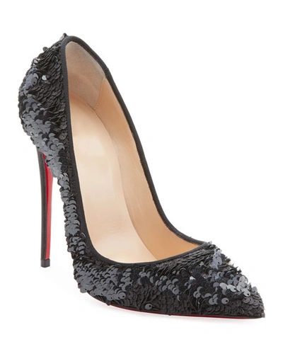 Christian Louboutin So Kate 120mm Sequin Red Sole Pumps In Black
