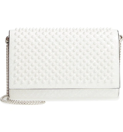 Christian Louboutin Paloma Coquillage Spikes Fold-over Clutch Bag In Pearl/ Latte