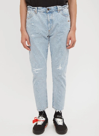 Off-white White Washed Tapered Jeans In Blue
