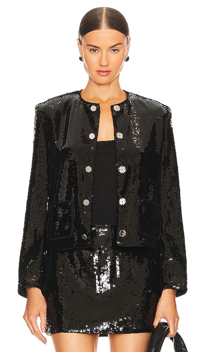 Theory Fluid Sequin Crop Jacket In Black