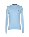 Fred Perry Sweaters In Sky Blue