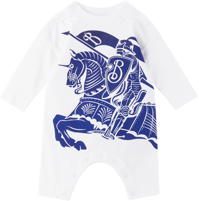 Burberry Ekd Cotton Babygrow Set In White