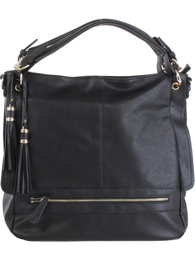 Urban Expressions Finley Womens Pebbled Vegan Leather Hobo Handbag In Black