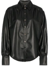 Skiim Button Down Leather Shirt - Black