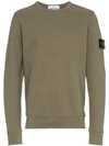 Stone Island Logo Patch-embroidered Cotton-jersey Jumper In Green