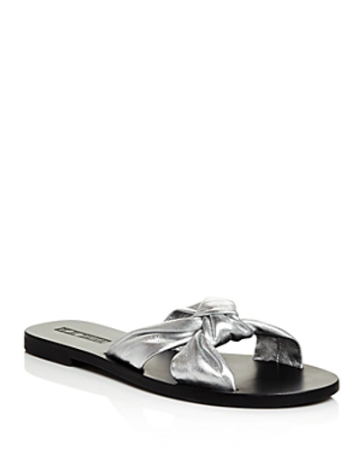 Sol Sana Women's Paradise Metallic Leather Slide Sandals In Silver