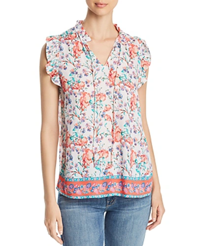 Tolani Floral-print Ruffled Top In Pink