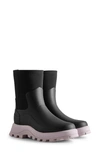 Hunter City Explorer Waterproof Short Rain Boot In Black/ Tempered Mauve