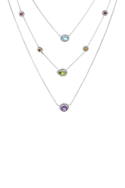 Samuel B. Sterling Silver Multi Gemstone Layered Necklace