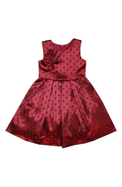 Joe-ella Kids' Jacquard Dot Satin Dress In Burgundy