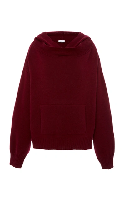 Rosetta Getty Oversized Wool And Cashmere-blend Hooded Sweatshirt In Burgundy