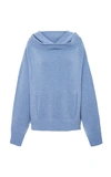 Rosetta Getty Oversized Wool And Cashmere-blend Hooded Sweatshirt In Blue