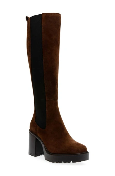 Steve Madden Women's Deegan Lug-sole Knee-high Block-heel Boots In Brown