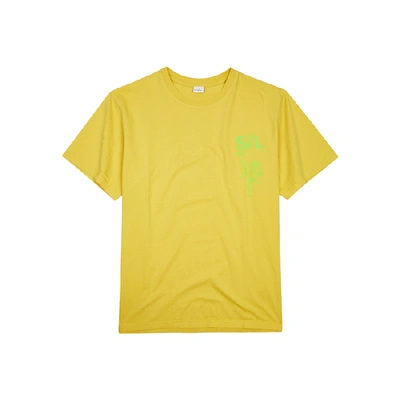 Second / Layer Shattered Logo-print Cotton T-shirt In Yellow
