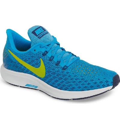 Nike Air Zoom Pegasus 35 Running Shoe In Blue Orbit/ Bright Citron |  ModeSens