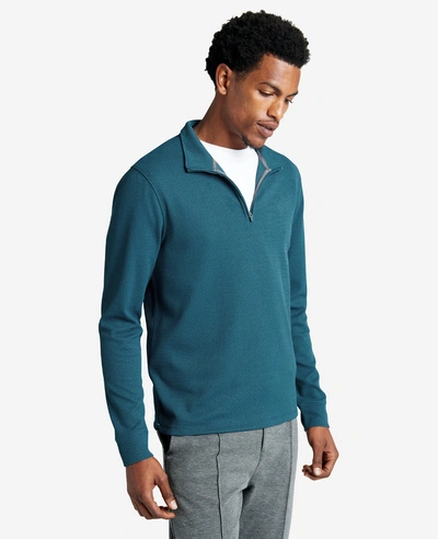 Kenneth Cole Men's Slim-fit Quarter-zip Knit Pullover In Medium Blue