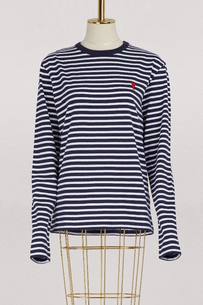 Ami Alexandre Mattiussi Cotton Sailor In White/blue