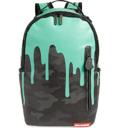 Sprayground Tiff Drips Print Backpack - Grey In Camo/ Teal