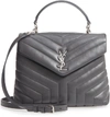 Saint Laurent Loulou Leather Top Handle Satchel - Black In Storm/ Storm