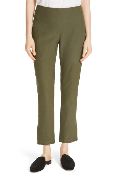 Eileen Fisher Slim Knit Pants In Olive