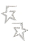 Jennifer Zeuner Sade Star Small Hoops In Sterling Silver