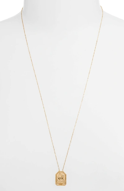 Jennifer Zeuner Jewelry Kiana Zodiac Pendant Necklace In Leo Gold