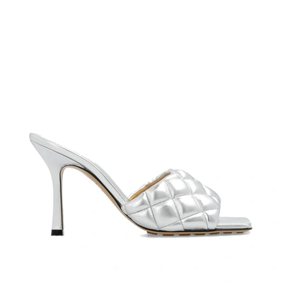 Bottega Veneta Women's Lido Woven High Heel Slide Sandals In Silver