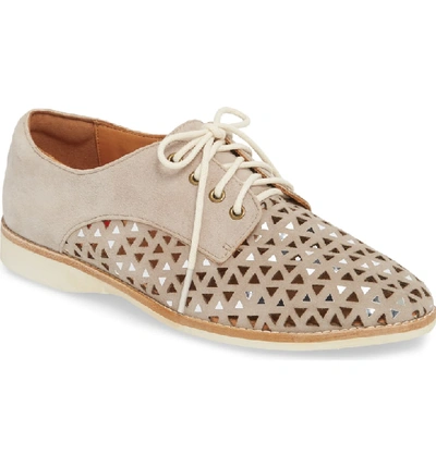 Rollie Triangle Perforated Derby In Light Taupe Suede
