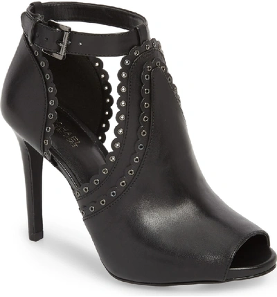 Michael Michael Kors Women's Jesse Leather Peep-toe Booties In Black Leather