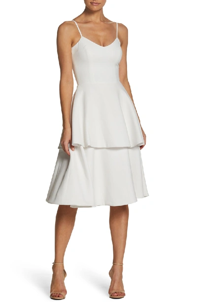 Dress The Population Yasmin Tiered Dress In Off White