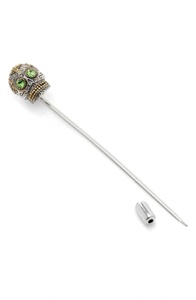 Cufflinks, Inc Embellished Sugar Skull Stick Pin In Silver