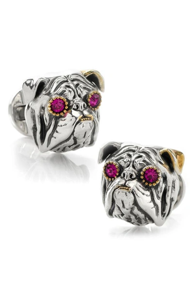 Cufflinks, Inc Embellished English Bulldog Cuff Links In Silver