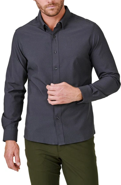 7 Diamonds Prime Micropattern Performance Button-up Shirt In Charcoal