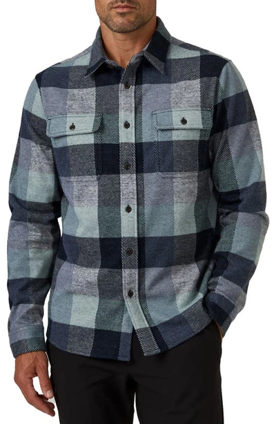 7 Diamonds Generation Plaid Stretch Flannel Button-up Shirt In Navy