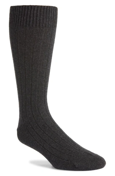 Pantherella Waddington Cashmere Blend Dress Socks In Dark Charcoal