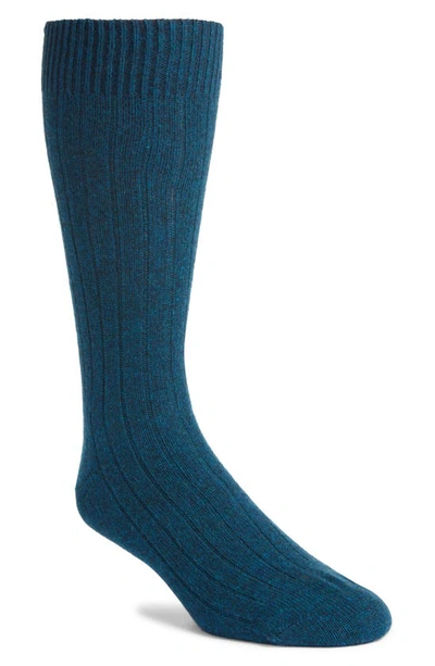 Pantherella Waddington Cashmere Blend Dress Socks In Dk Turquoise Mix