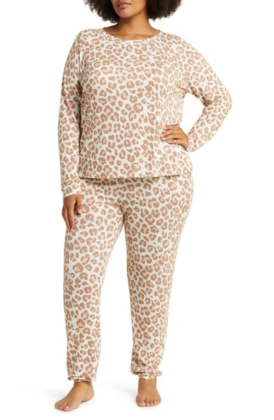 Nordstrom Comfy Pajamas In Ivory Egret Velvet Cheetah