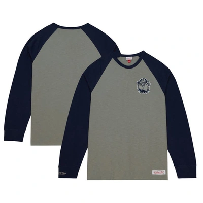 Mitchell & Ness Men's  Gray Georgetown Hoyas Legendary Slub Raglan Long Sleeve T-shirt