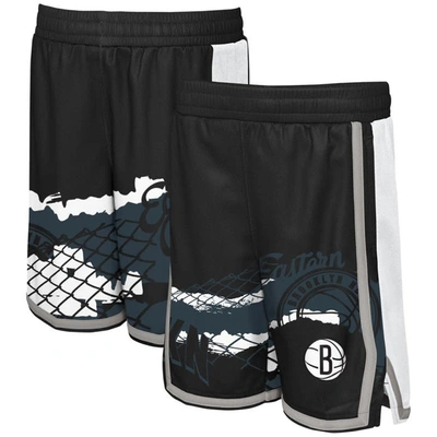 Outerstuff Kids' Youth Black Brooklyn Nets Fade Away Shorts