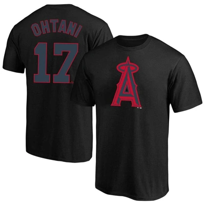 Profile Men's  Shohei Ohtani Black Los Angeles Angels Big And Tall Name And Number T-shirt