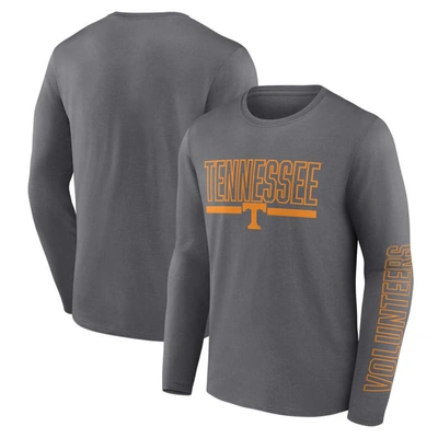 Profile Men's  Heather Charcoal Tennessee Volunteers Big And Tall Two-hit Graphic Long Sleeve T-shirt