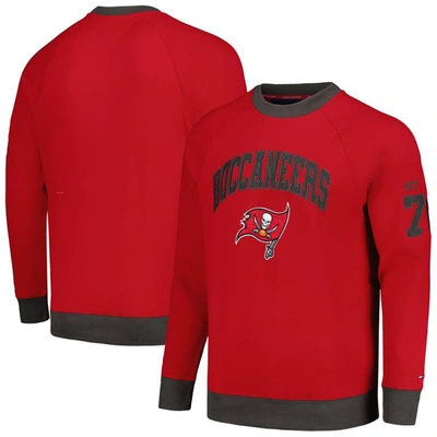 Tommy Hilfiger Red Tampa Bay Buccaneers Reese Raglan Tri-blend Pullover Sweatshirt