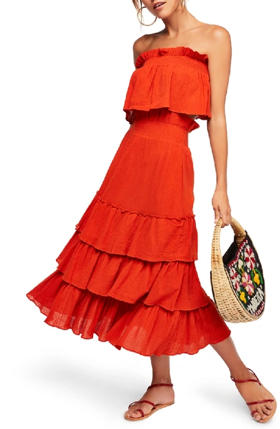 free people orange strapless dress Essentially The Best Cotton-Linen Mini Dress
