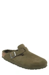 Birkenstock Boston Genuine Shearling Lined Clog In Thyme/ Thyme