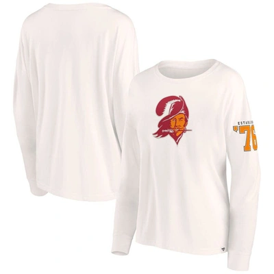 Fanatics Branded Cream Tampa Bay Buccaneers Game Date Oversized Cropped Lightweight Long Sleeve Tee