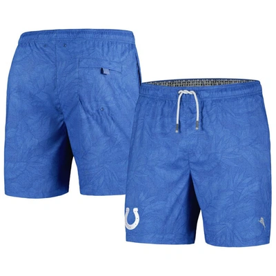 Tommy Bahama Royal Indianapolis Colts Naples Layered Leaves Swim Trunks In Colts-lt B