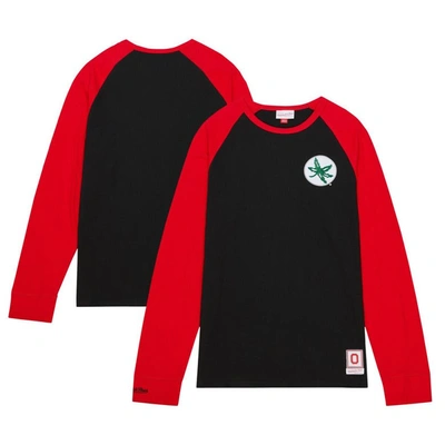 Mitchell & Ness Men's  Black Ohio State Buckeyes Legendary Slub Raglan Long Sleeve T-shirt