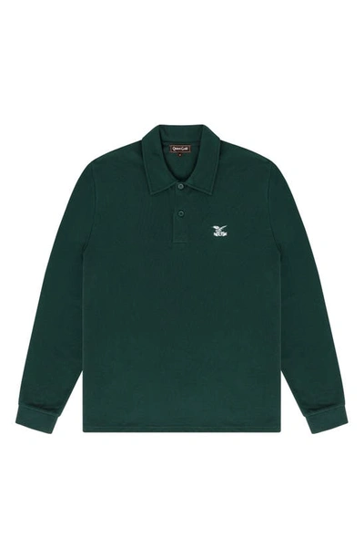 Quiet Golf Society Long Sleeve Polo In Forest