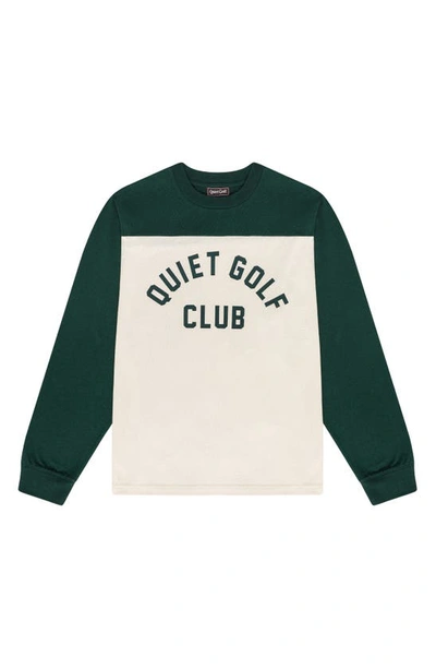 Quiet Golf Colorblock Cotton Graphic Football Shirt In Forest