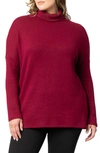 Kiyonna Paris Turtleneck Tunic Sweater In Burgundy